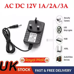 12V 1A 2A AC/DC UK Power Supply Adapter Safety Charger For LED Strip CCTV - Picture 1 of 12