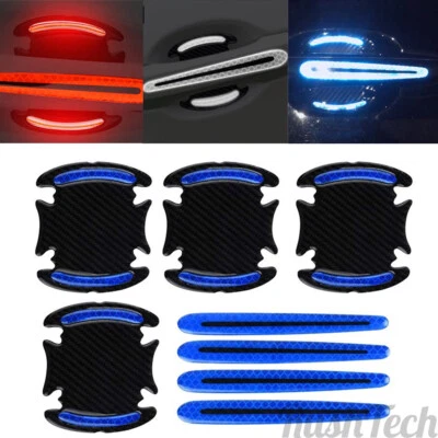 8x Película protectora reflectante para manija de puerta de automóvil Advertencia Calcomanía Tira Seguridad Foto 1 de 4