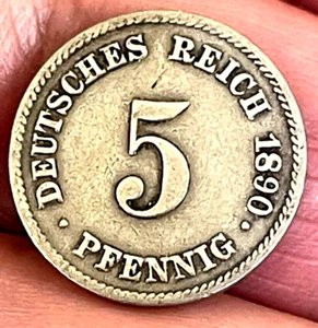 German Reich Empire 5 Pfennig 1890 G - Picture 1 of 2