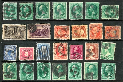 Nice Collection of Fancy Cancels Etc 3 Cent Banknote Revenues & More US 34B51 - Image 1 of 4