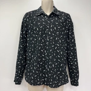 Paul Smith Paisley Shirt Mens Medium Black Long Sleeve Button Up Tailored Fit - Picture 1 of 13