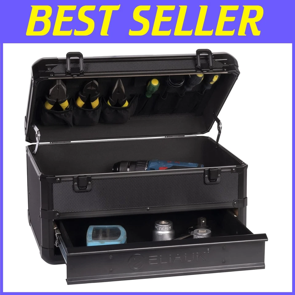 Portable Tool Box Organizer with Drawers, Black - Image 1 of 4