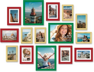 Paquete de 15 marcos de fotos collage decoración de pared para montaje o exhibición de mesa, galón Foto 1 de 4