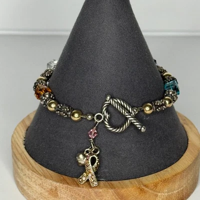 Awareness Ribbon Bracelet SIC 925 Sterling Silver 14k Beads Multicolor Beads - Image 1 of 4