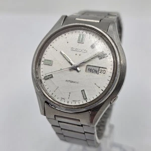 Vintage 80s Seiko 5 Automatic 6309-8230 37mm Day/Date Stainless Running - Picture 1 of 9