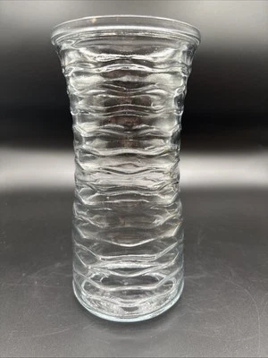 Vaso de colmeia vintage de vidro prensado transparente - Imagem 1 de 4