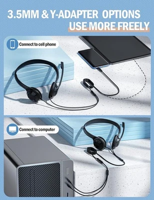 Wired PC Headset with Mic Noise Cancelling Stereo 3.5mm for Home Classroom - Image 1 of 4