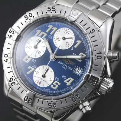 Breitling Colt A13035.1 cronógrafo automático esfera azul reloj de fecha para... - Imagen 1 de 4