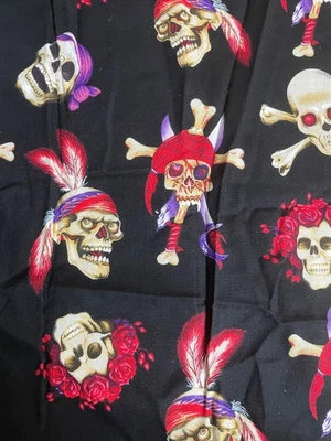 Lote de Tela 6 Yardas 27 Ins 43 W Calaveras Negras Día de Muertos Halloween Disfraz Piratas Foto 1 de 4