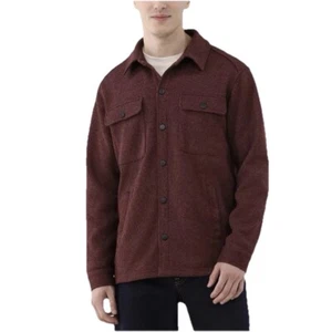 George Knit Fleece Shirt Jacket Men's S 28-30 Burgundy Snap-Button Chest Pockets - Picture 1 of 5