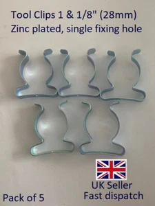 PACK OF 5 TOOL CLIPS/ SPRING CLIPS ZINC 1 and 1/8" (28mm) *UK seller* - Picture 1 of 13