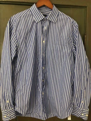 Massimo Dutti Blue Striped Dress Shirt 18x45 - Image 1 of 4