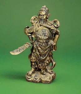 Statua veste drago Guangong Feng Shui 10" resina cinese - Guan Gong Yu - Foto 1 di 9