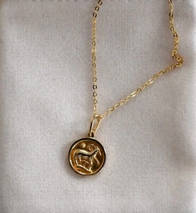 NUEVO COLLAR COLGANTE ZODIACO ORO AMARILLO 14K LLAVE DORADA ITALIA - Imagen 1 de 13
