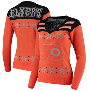 Philadelphia Flyers NHL Women's Light Up V-Neck Sweater - Orange Medium Tested. - Picture 1 of 3