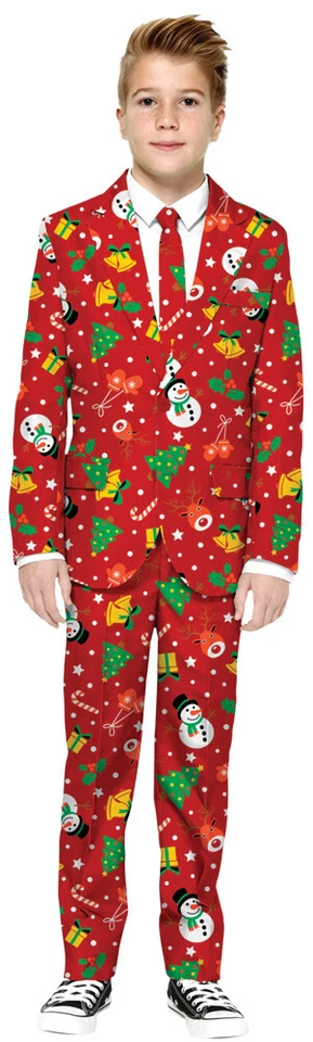 Traje de Navidad para niño Chaqueta Pantalones Rojo Icono OppoSuits EE. UU. Foto 1 de 1