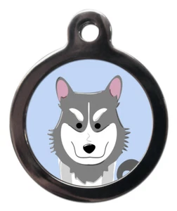 Tierausweisschild ZUCHTANHÄNGER CARTOON HUSKY Anhänger 2 Größen - Bild 1 von 2