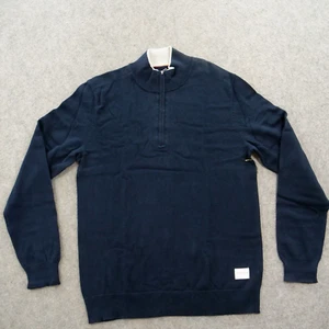 Five Four Sweater Mens Small Blue Pullover Knit 1/4 Zip Long Sleeve New - Picture 1 of 17