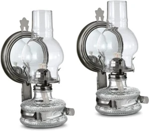 2 Pieces Large Wall Oil Lamp Vintage Glass Kerosene Lamp 7/8 Wick Decorative Wal - Picture 1 of 8