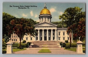 Postal de lino Montpelier Vermont VT State Capitol Building 1930-45 - Imagen 1 de 2