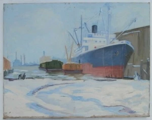 THEODORE GRAMM Painting PAFA IMPRESSIONIST Artist PHILADELPHIA PA Snowscene 1936 - Picture 1 of 12