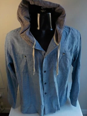 MODERN AMUSEMENT LS Button Front Hooded Denim Shirt Jacket SZ XL - Image 1 of 4
