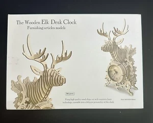 3D Wooden Puzzle Elk Desk Clock Model Kit, Desk Clock Home Decor, Mechanical - Picture 1 of 7
