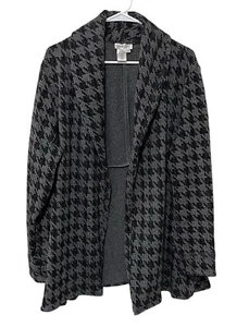 Coldwater Creek Blazer Womens 2X Black Houndstooth Metallic Thread Office Career - Picture 1 of 9