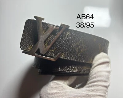 Ремень двусторонний подлинный Louis Vuitton с монограммой инициалами LV 38/95 AB64 - Изображение 1 из 4