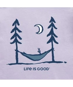 NWT Men's Life is Good Peace Out Hammock Relax Purple SS Crusher Tee - Picture 1 of 3