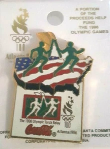 Atlanta 1996 Olympic Torch Relay Games Coca-Cola Pinback Pin Sammlerstück #133 - Bild 1 von 1