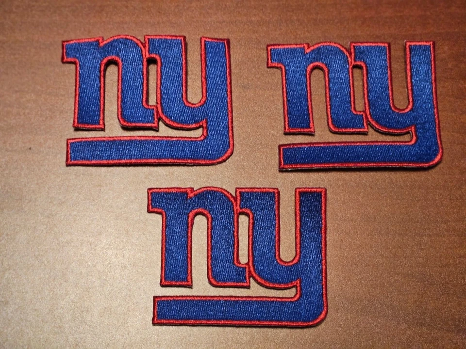 New York Giants Three 3" Iron On Embroidered Patches FREE Shipping!!