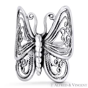 Schmetterling Geist Tier Charm oxidiert 0,925 Sterlingsilber rechte Hand Wickelring - Bild 1 von 1