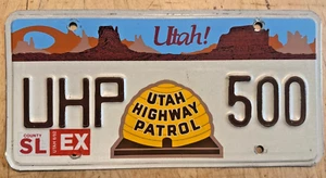 UTAH HIGHWAY PATROL  STATE POLICE TROOPER  LICENSE PLATE  " UHP 500 " UT BEEHIVE - Picture 1 of 1
