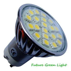 GU10 20 SMD LED 240V 3.5W 290LM WARM WHITE BULB WITH GLASS COVER ~50W - Picture 1 of 2