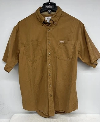 Carhartt Tradesman Men's Short Sleeve Button Down Work Shirt Brown S133BRN 52T - Image 1 of 4