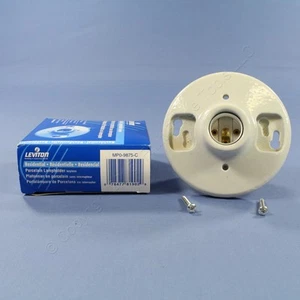 Leviton 9875-C White Porcelain Ceiling Lampholder Keyless Light Socket Household - Picture 1 of 4