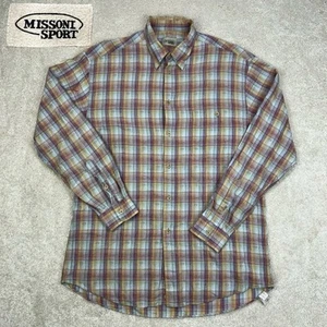 Vintage 90’s MISSONI SPORT Italy Herren buntes Southwestern kariertes Hemd mit Tasche L - Bild 1 von 19