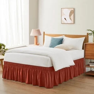 Orange Adjustable Bed Skirt for Full & Queen Size Bed - with 18 Inch Tailored - Picture 1 of 7