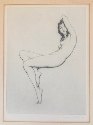 Warren B. Davis “Crescent Lady” / “After the Bath” (Nude) — Drypoint Original - Imagem 1 de 4