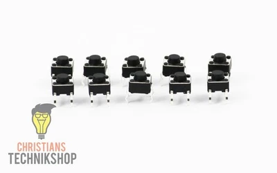 CHRISTIANS TECHNIKSHOP 10 Stück Push Button - 6 x 6mm DIP THT 4-Pin