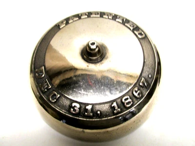 Antique  Brass Mechanical Doorbell Turn Twist 1867 - BELL ONLY - Image 1 of 4