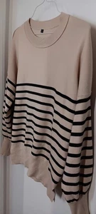 Camel & Black Horizontal Stripe Relax Fit Sweater Womens Small - Picture 1 of 4