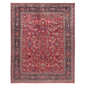 Mashhad 385x297 CM Tappeto Persiano Annodato a Mano Lana Oriente Tappeto Rosso - Picture 1 of 10