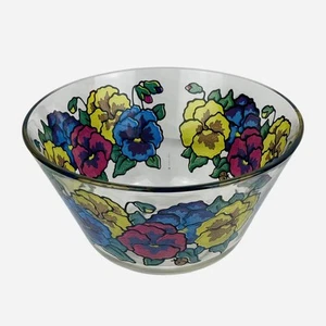 Vintage 50s Washington Glass by Irene Pasinski Pansys Stained Glass Serving Bowl - Picture 1 of 17