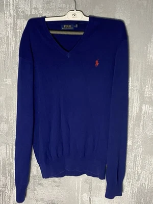 Polo Ralph Lauren  Red Pony  Cotton Knit Blue Casual Sweater Size M - Image 1 of 4