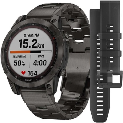 Garmin FENIX 7 SAPPHIRE SOLAR Titanium Carbon Grey DLC 47mm 010-02540-39 - Image 1 of 4