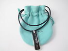 Tiffany 1837 Black Titanium Galaxy Dog Tag Pendant Surfer Necklace Rubber Cord