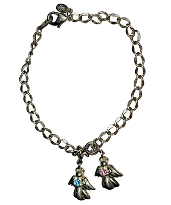 Pulsera Premier Designs Joyería Estrás Rosa Azul Ángeles 6" Dije Foto 1 de 4