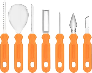 Paezm 7-Teiliges Halloween Kürbis Schnitzset - Professionelles, Robustes Edelsta - Bild 1 von 12
